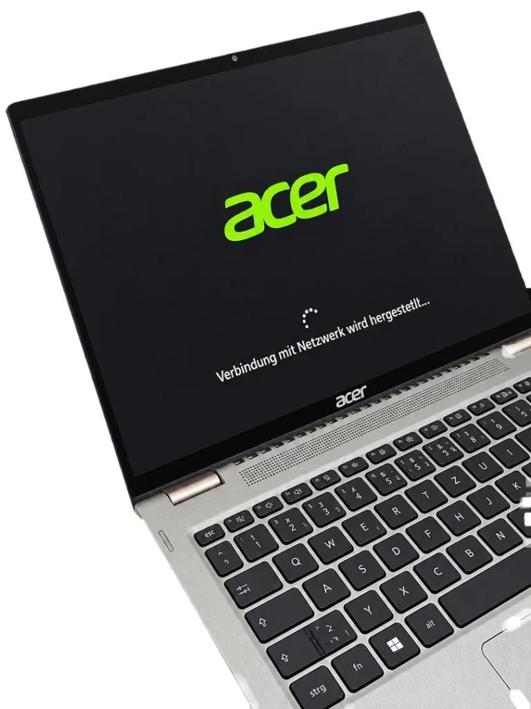 Schräge Detailansicht des gestarteten Acer Spin 5 SP513-52N